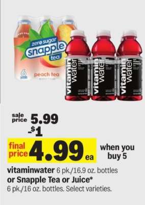 vitaminwater or Snapple Tea or Juice