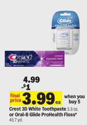 Crest 3D White Toothpaste or Oral-B Glide ProHealth Floss