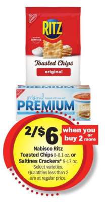 Nabisco Ritz Toasted Chips or Saltines Crackers