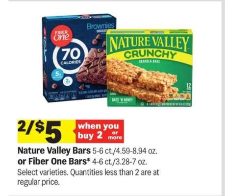 Nature Valley Bars or Fiber One Bars