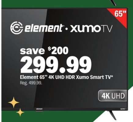 Element 65” 4K UHD HDR Xumo Smart TV