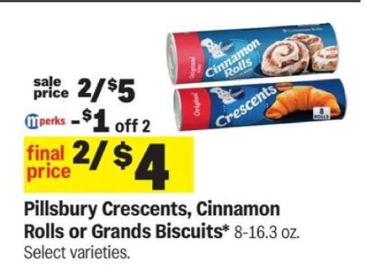 Pillsbury Crescents, Cinnamon Rolls or Grands Biscuits