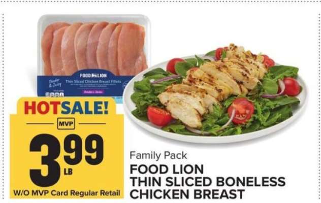 Food Lion Thin Sliced Boneless Chicken Breast