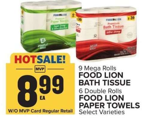 FOOD LION BATH TISSUE / PAPER TOWELS