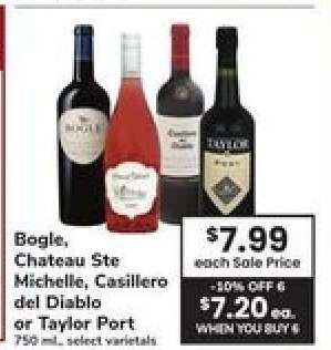 Bogle, Chateau Ste Michelle, Casillero Del Diablo or Taylor Port