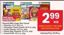 General Mills Large Size Cereal