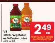 V8 100% Vegetable or V-Fusion Juice