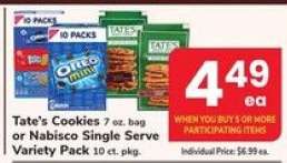 Tate's Cookies or Nabisco Single Serve Variety Pack