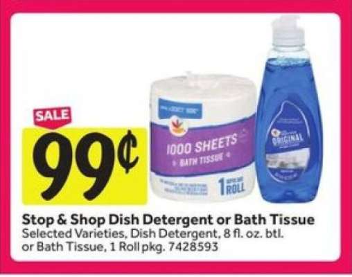 Stop & Shop Dish Detergent or Bath Tissue