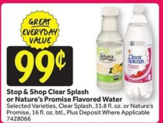 Stop & Shop Clear Splash or Nature’s Promise Flavored Water