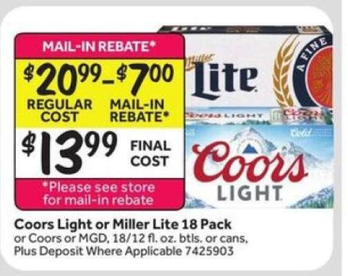 Coors Light or Miller Lite 18 Pack