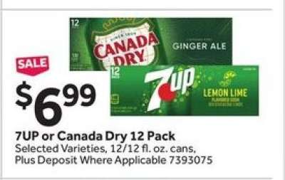 7UP or Canada Dry 12 Pack