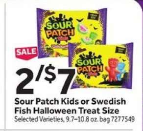 Sour Patch Kids or Swedish Fish Halloween Treat Size