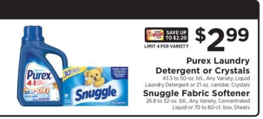 Purex Laundry Detergent or Crystals, Snuggle Fabric Softener