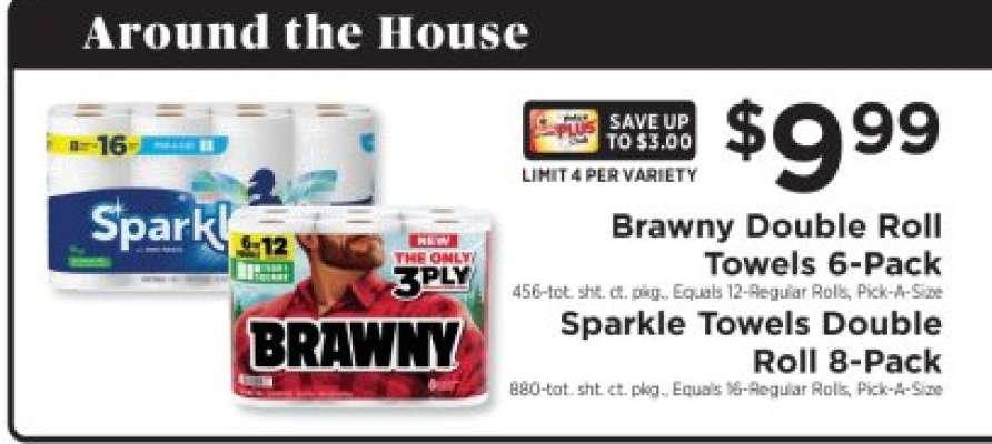 Brawny Double Roll Towels 6-Pack / Sparkle Towels Double Roll 8-Pack