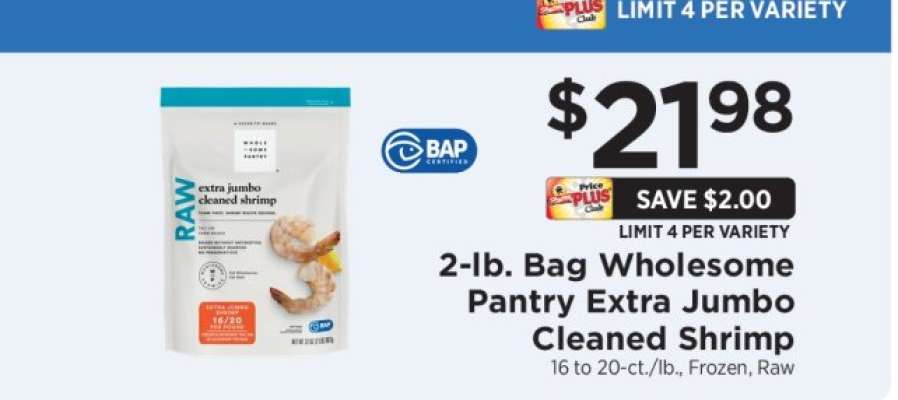 2-lb. Bag Wholesome Pantry Extra Jumbo Cleaned Shrimp