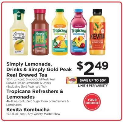 Simply Lemonade, Drinks & Simply Gold Peak Real Brewed Tea