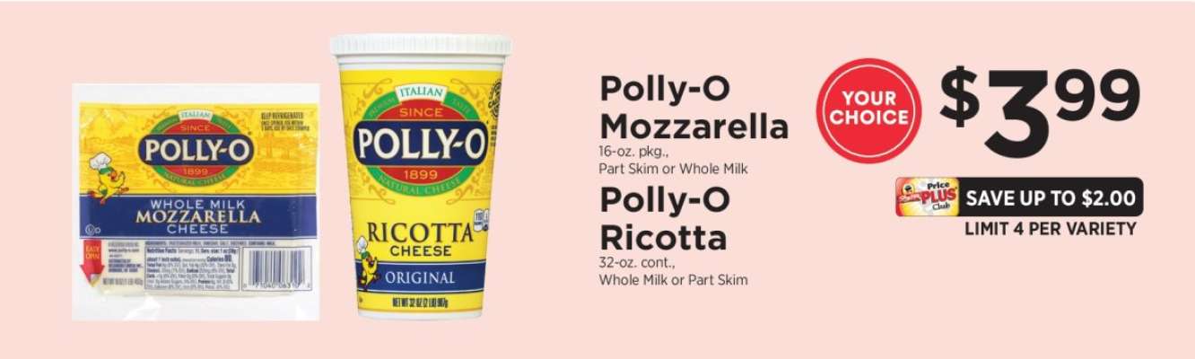 Polly-O Mozzarella or Ricotta