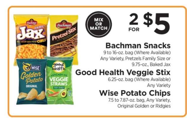 Bachman Snacks, Good Health Veggie Stix, Wise Potato Chips