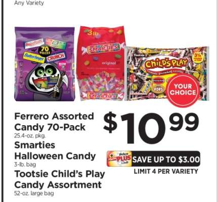 Ferrero Assorted Candy 70-Pack, Smarties Halloween Candy, Tootsie Child’s Play Candy Assortment