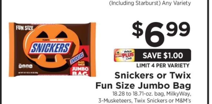 Snickers or Twix Fun Size Jumbo Bag