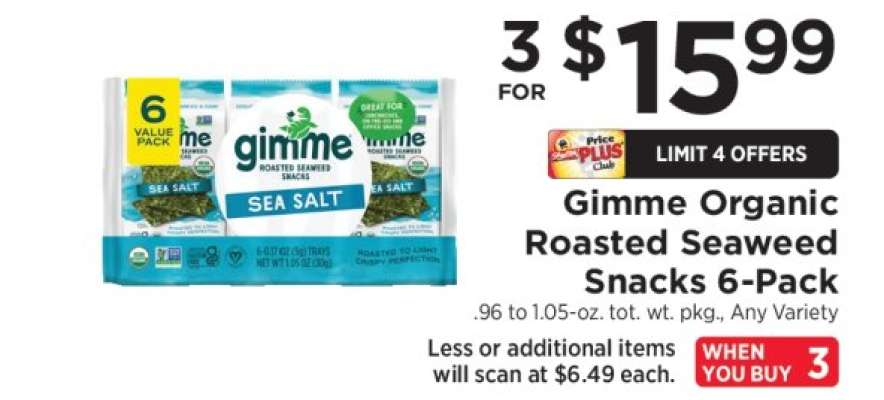 Gimme Organic Roasted Seaweed Snacks 6-Pack