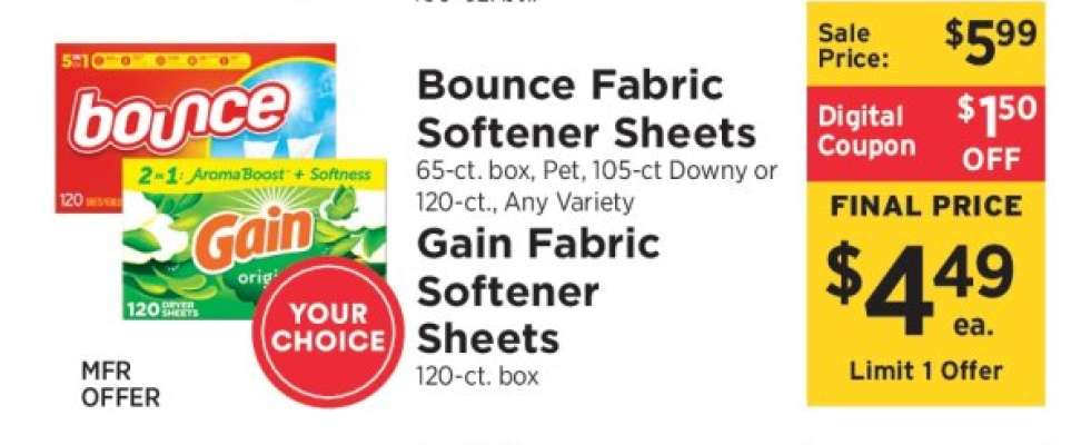 Bounce & Gain Fabric Softener Sheets