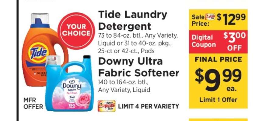 Tide Laundry Detergent or Downy Ultra Fabric Softener