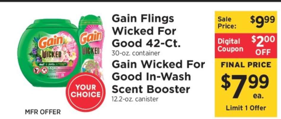 Gain Flings Wicked For Good 42-Ct. / Gain Wicked For Good In-Wash Scent Booster