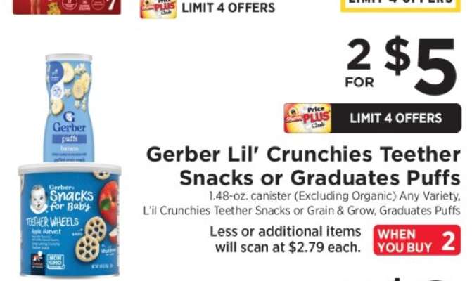 Gerber Lil' Crunchies Teether Snacks or Graduates Puffs