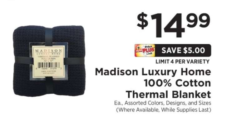 Madison Luxury Home 100% Cotton Thermal Blanket