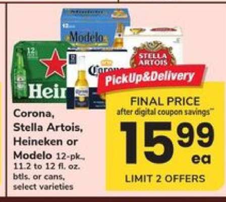 Corona, Stella Artois, Heineken or Modelo
