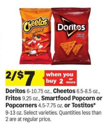 Doritos, Cheetos, Fritos, Smartfood Popcorn, Popcorners, Tostitos