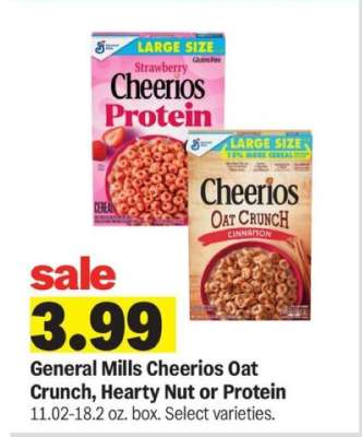 General Mills Cheerios Oat Crunch, Hearty Nut or Protein