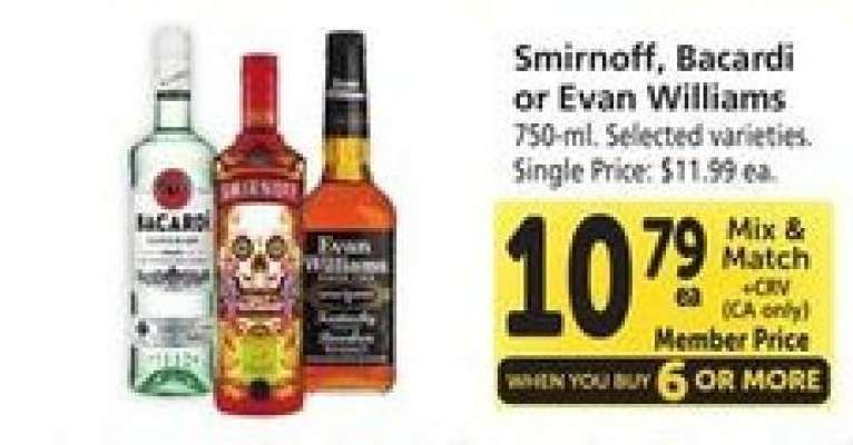 Smirnoff, Bacardi or Evan Williams