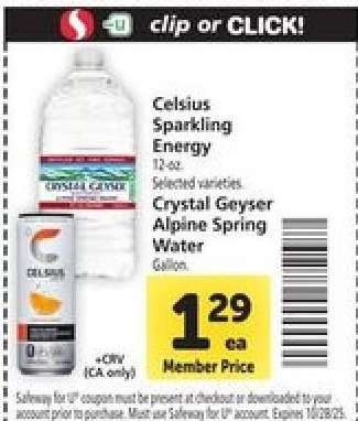 Celsius Sparkling Energy / Crystal Geyser Alpine Spring Water