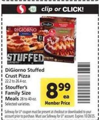 DiGiorno Stuffed Crust Pizza / Stouffer's Family Size Meals