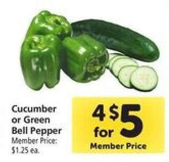 Cucumber or Green Bell Pepper