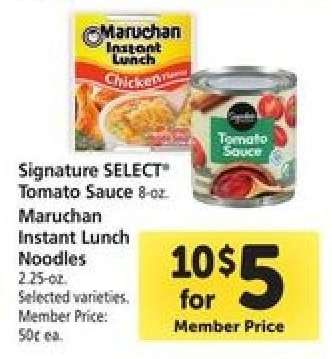 Signature SELECT Tomato Sauce / Maruchan Instant Lunch Noodles