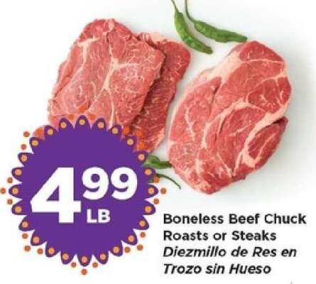Boneless Beef Chuck Roasts or Steaks