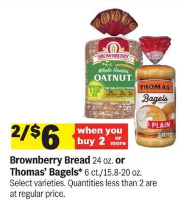 Brownberry Bread or Thomas' Bagels