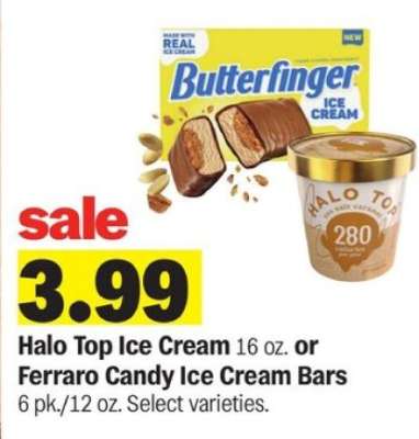 Halo Top Ice Cream or Ferraro Candy Ice Cream Bars