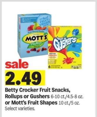Betty Crocker Fruit Snacks, Rollups or Gushers