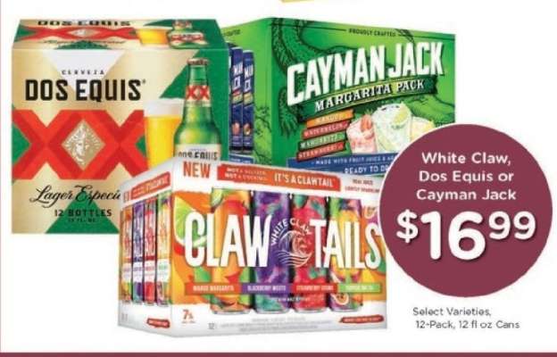 White Claw, Dos Equis or Cayman Jack