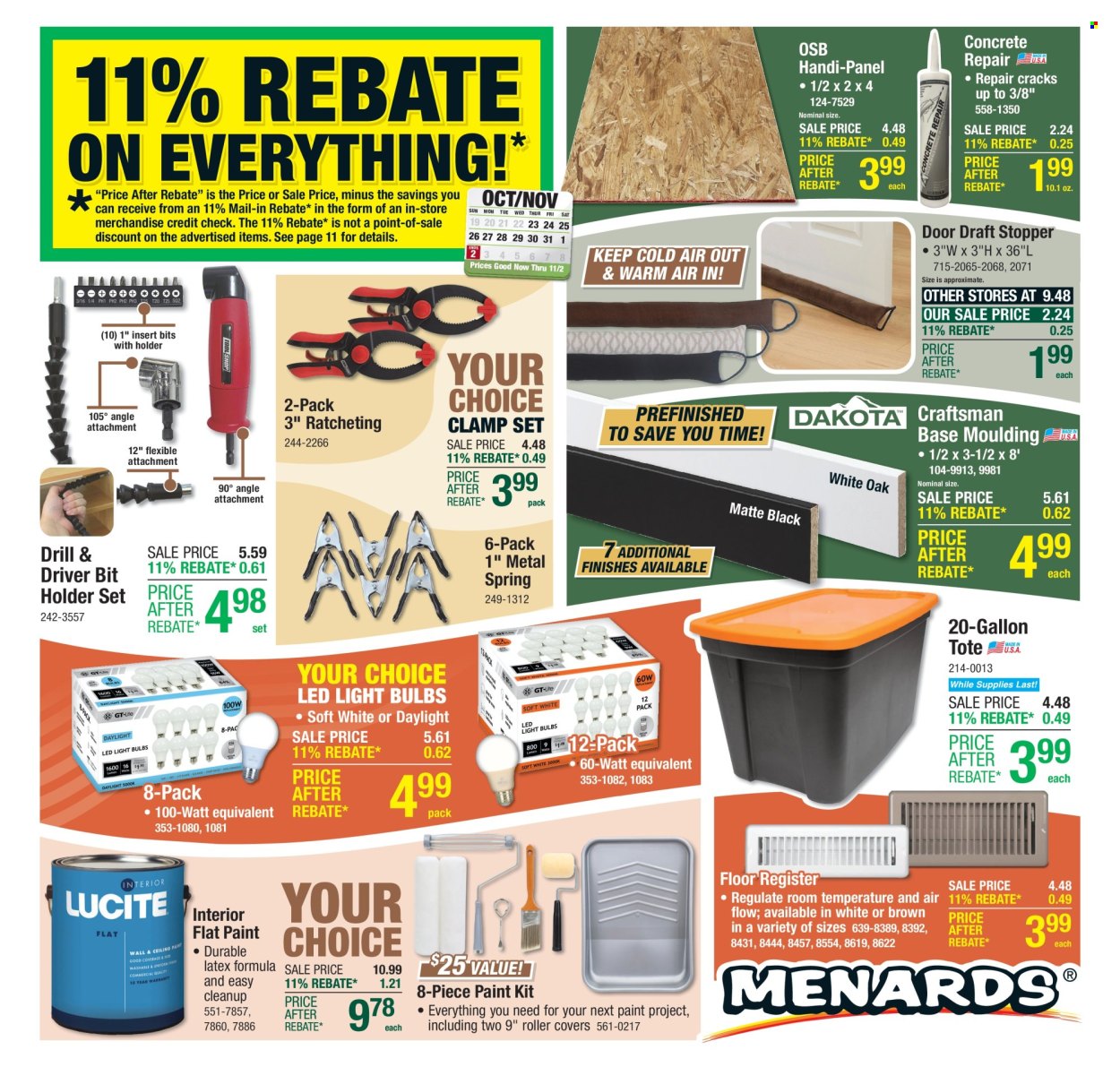 Menards ad - 10/22/2025 - 11/02/2025. Page 1