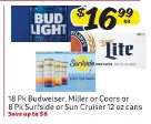 Budweiser, Miller, Coors, Surfside, Sun Cruiser