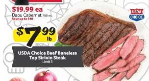 USDA Choice Beef Boneless Top Sirloin Steak