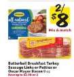 Butterball Breakfast Turkey Sausage Links or Patties or Oscar Mayer Bacon