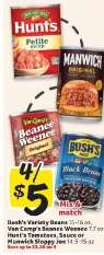 Bush's Variety Beans, Van Camp's Beanee Weenee, Hunt's Tomatoes, Sauce or Manwich Sloppy Joe
