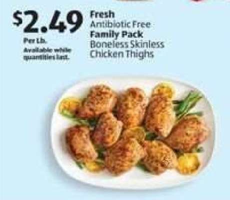 Fresh Antibiotic Free Family Pack Boneless Skinless Chicken Thighs